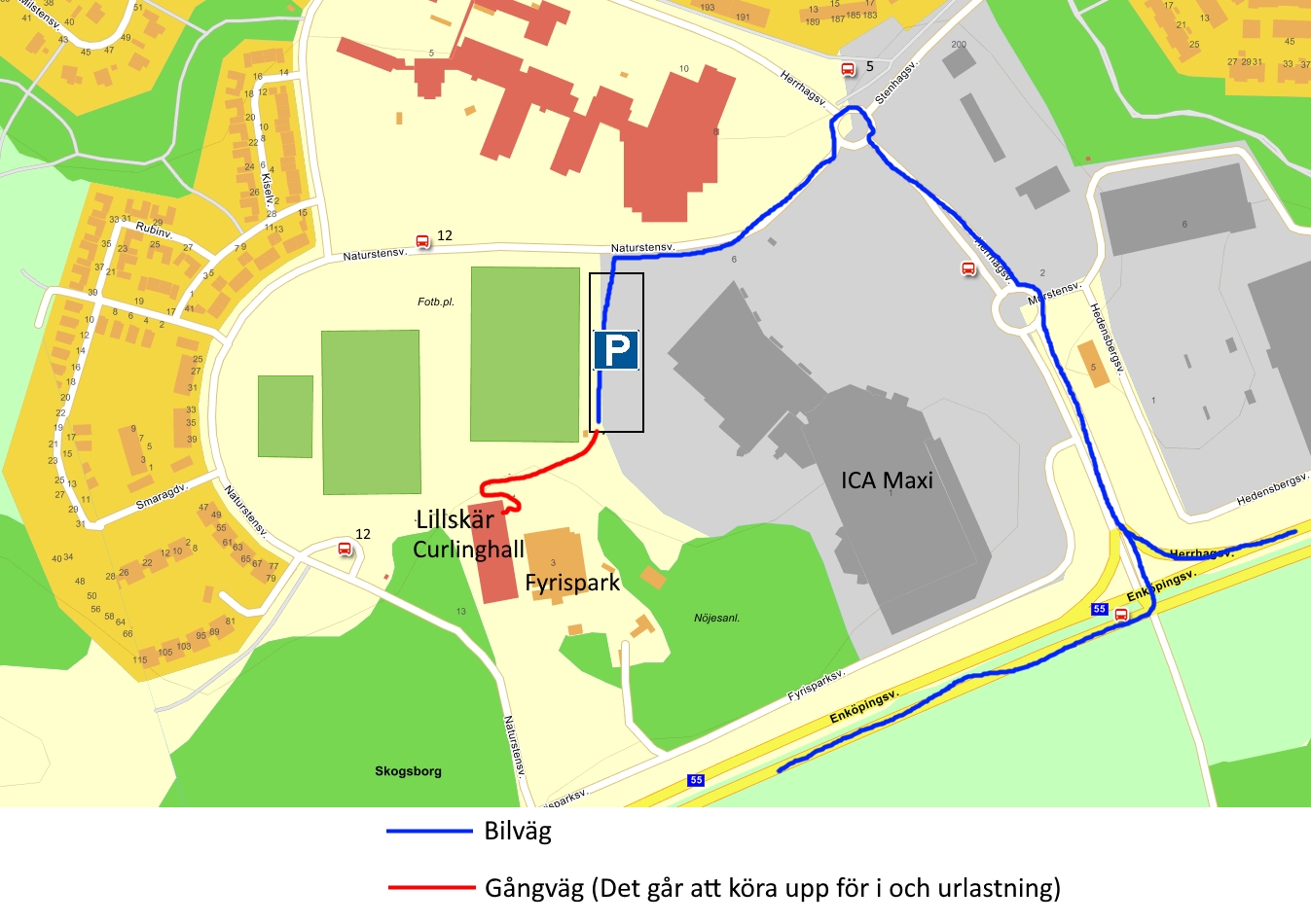 Karta till Hallen - Map to the curlingrink